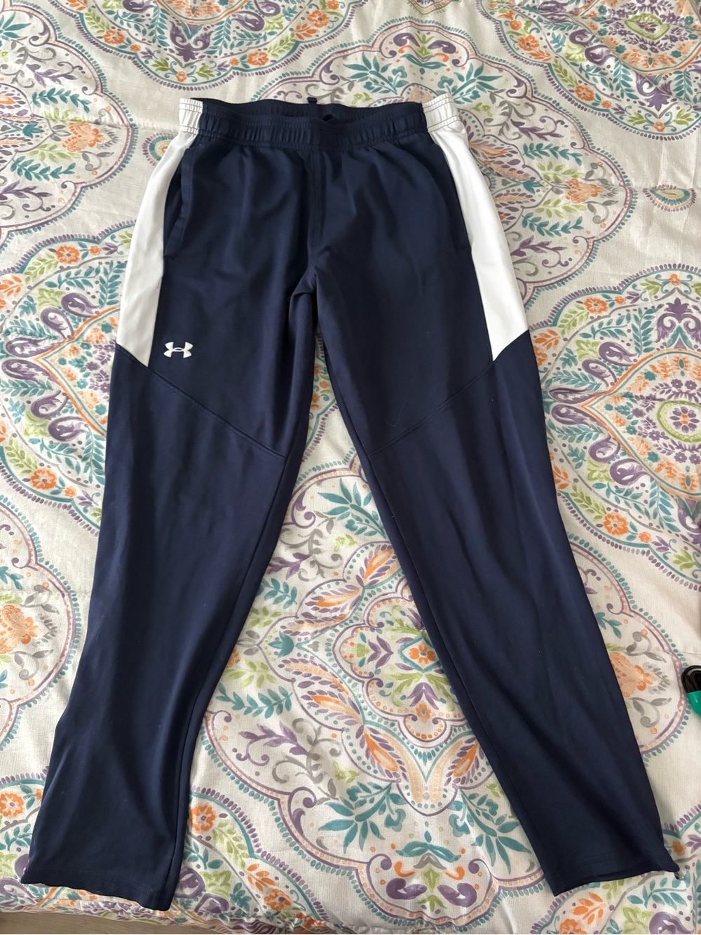Under Armour Navy and White Performance Track Pants